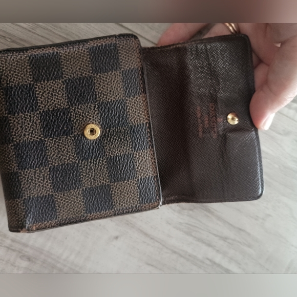 LOUIS VUITTON LV Vintage Damier Check Leather Wallet Brown Medium Trifold Elise - Picture 6 of 11